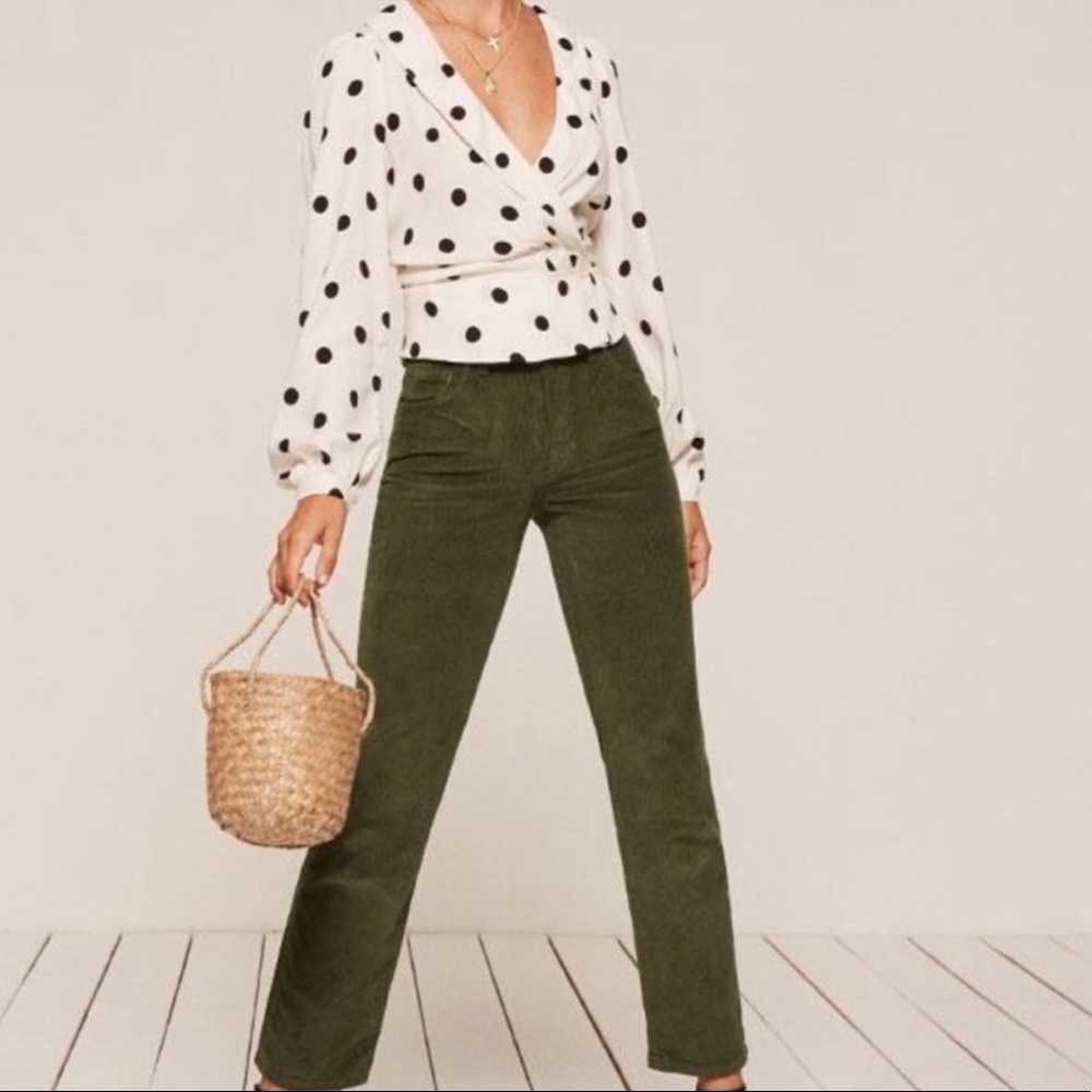 Reformation Lane Courdoroy Pants in Olive Size 23